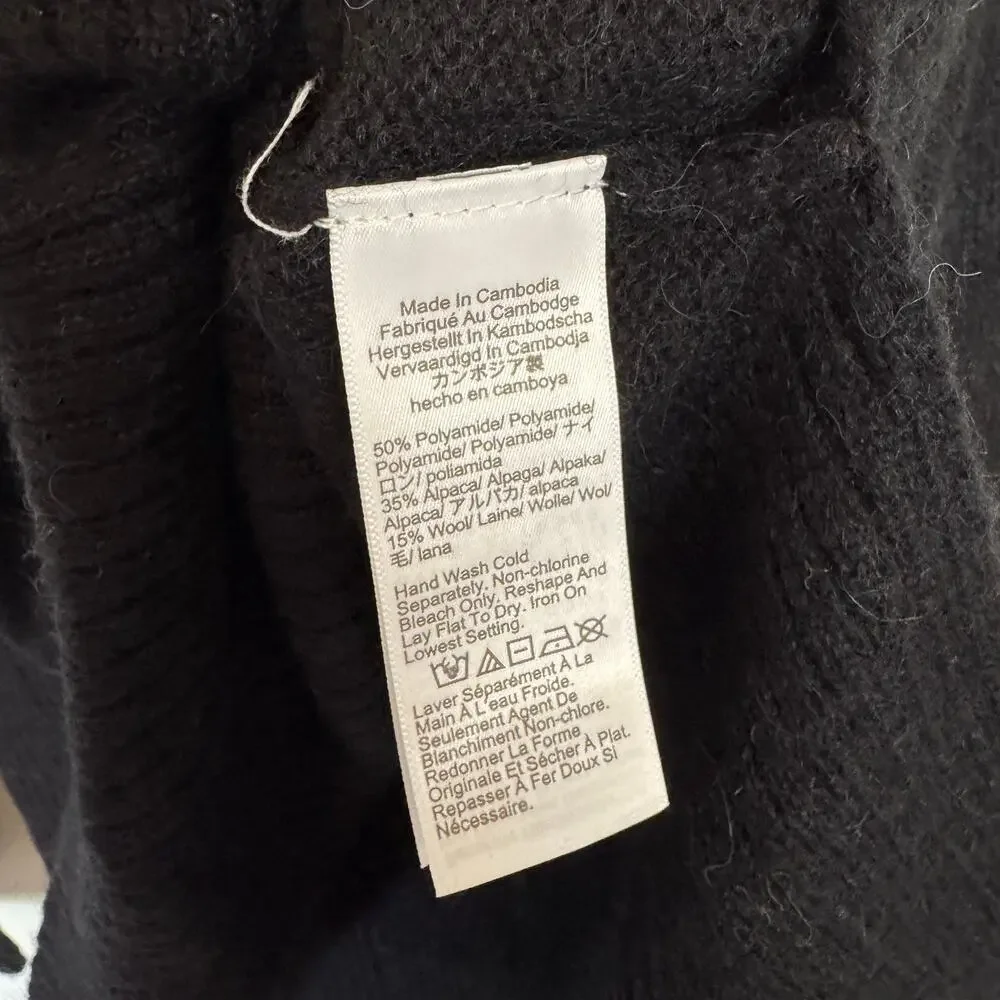 J.Crew High Rib Pullover Sweater SZ XS Black Wool Alpaca Crew Neck Long Sleeve